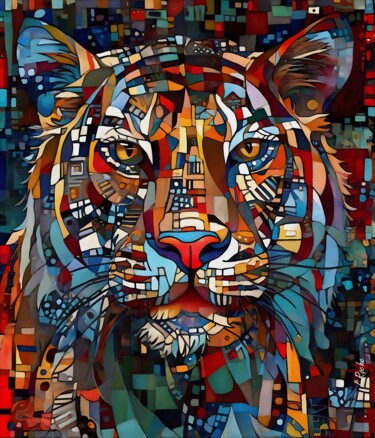 Schilderij getiteld "Tiger memory" door L.Roche, Origineel Kunstwerk, Acryl