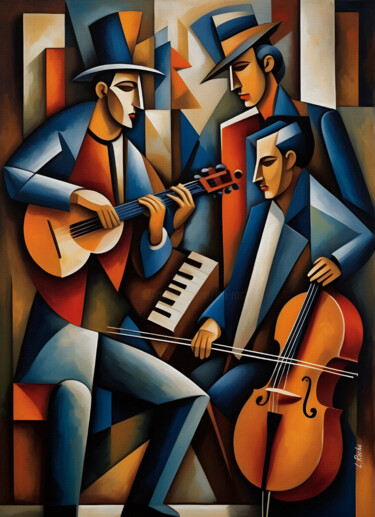 Painting titled "Les Musicos" by L.Roche, Original Artwork, Acrylic