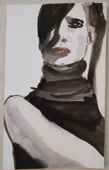 Painting titled "La dame  en noire" by La Babssy, Original Artwork