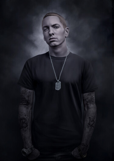 Arts numériques intitulée "Eminem" par La Galerie De L'Amour Us, Œuvre d'art originale, Peinture numérique