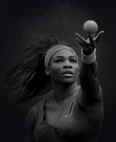 Digital Arts titled "Serena Williams" by La Galerie De L'Amour Us, Original Artwork, Digital Painting
