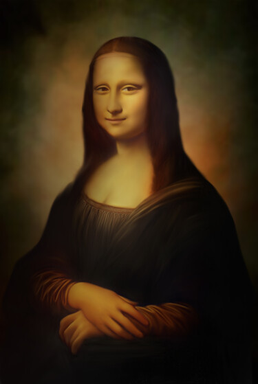 Arts numériques intitulée "The dark Mona Lisa" par La Galerie De L'Amour, Œuvre d'art originale, Peinture numérique