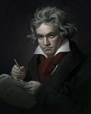 Grafika cyfrowa / sztuka generowana cyfrowo zatytułowany „Beethoven” autorstwa La Galerie De L'Amour, Oryginalna praca, Mala…