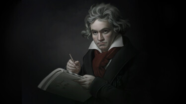 Arts numériques intitulée "Beethoven II" par La Galerie De L'Amour, Œuvre d'art originale, Peinture numérique