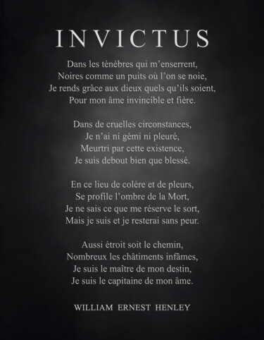 Digital Arts titled "Poème Invictus" by La Galerie De L'Amour, Original Artwork, Digital Painting