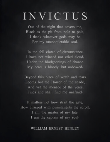 Digital Arts titled "Invictus poem" by La Galerie De L'Amour, Original Artwork, Digital Painting