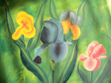 Картина под названием "L iris dans toute s…" - La Galerie De Léa, Подлинное произведение искусства, Масло