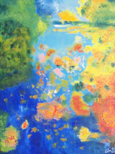 Painting titled "Au fil de l'eau..." by La Galerie De Léa, Original Artwork, Oil