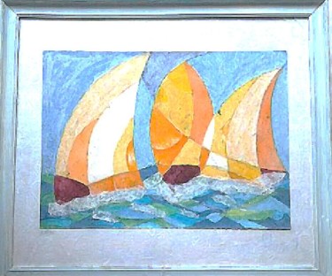 Collages titled "Régate voiles" by Annig Pineau (Ginna), Original Artwork, Collages