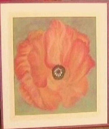 Painting titled "Pavot orange" by Annig Pineau (Ginna), Original Artwork, Pastel