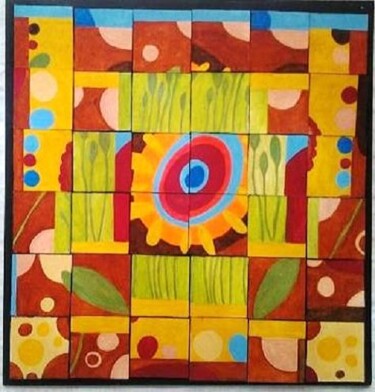Peinture intitulée "Tableau puzzle "car…" par Annig Pineau (Ginna), Œuvre d'art originale, Acrylique Monté sur Panneau de bo…