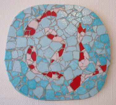 Sculpture titled "Poissons" by La Souris Au Champignon Noir, Original Artwork, Mosaic