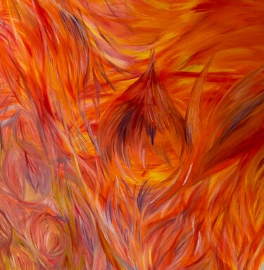 Schilderij getiteld "L'ANGE DE FEU" door La Vie Est Belle, Origineel Kunstwerk, Olie