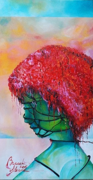 Pittura intitolato "testa rossa di prof…" da Silvana Bracchi, Opera d'arte originale