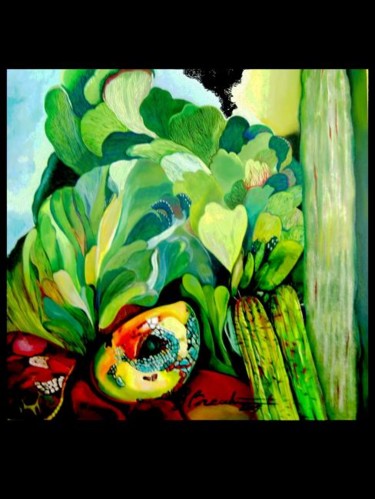 Pittura intitolato "tra il verde" da Silvana Bracchi, Opera d'arte originale