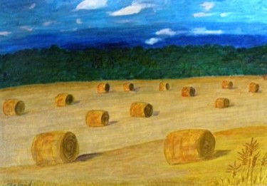 Peinture intitulée "La terre est blonde…" par Christi Thiébaud, Œuvre d'art originale, Huile