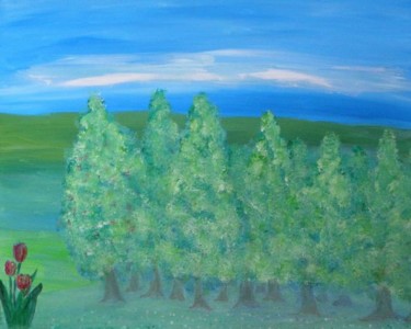 Peinture intitulée "La terre est verte…" par Christi Thiébaud, Œuvre d'art originale