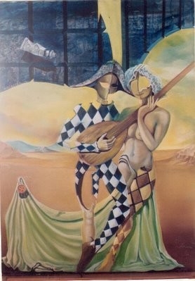Pintura titulada "Arlequines" por Carlos Vico Lacosta, Obra de arte original