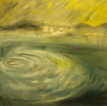 Painting titled "Tsunami" by Line Lacroix, Original Artwork, Oil