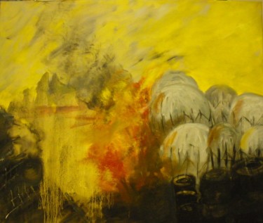 Painting titled "Fukushima" by Line Lacroix, Original Artwork, Oil