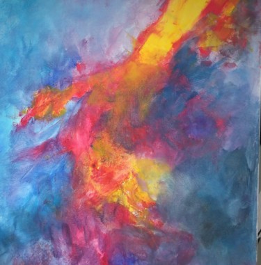 Painting titled "Éruption" by Line Lacroix, Original Artwork, Acrylic