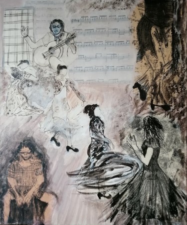 Картина под названием "Flamenco" - Line Lacroix, Подлинное произведение искусства, Акрил