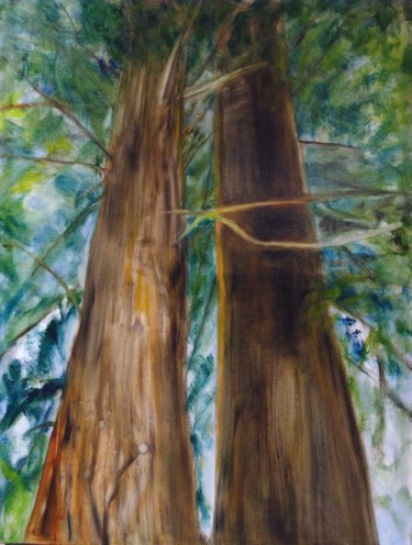 Pintura intitulada "Sequoia" por Line Lacroix, Obras de arte originais, Óleo