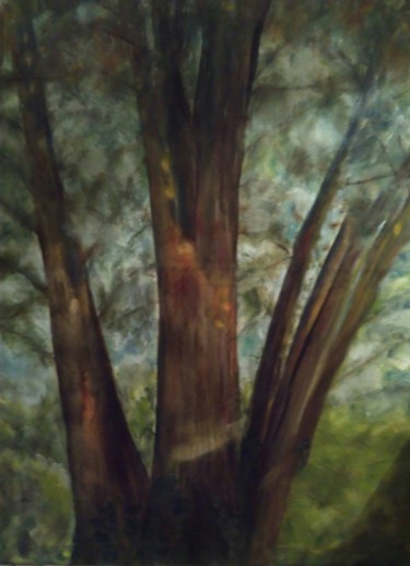 Pintura intitulada "Chêne vert" por Line Lacroix, Obras de arte originais, Óleo