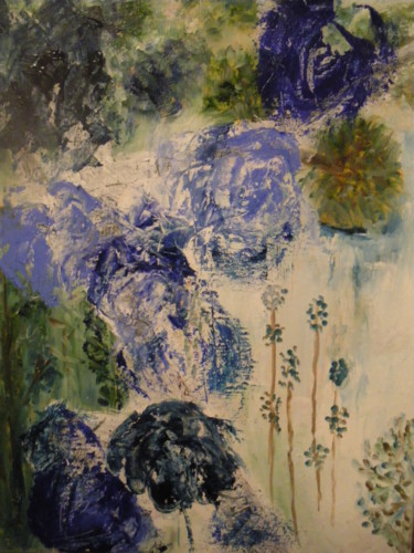 Painting titled "Tulipes bleues" by Line Lacroix, Original Artwork, Oil