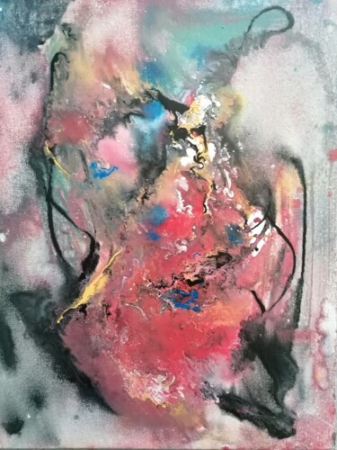 Painting titled "Magma" by Line Lacroix, Original Artwork, Lacquer