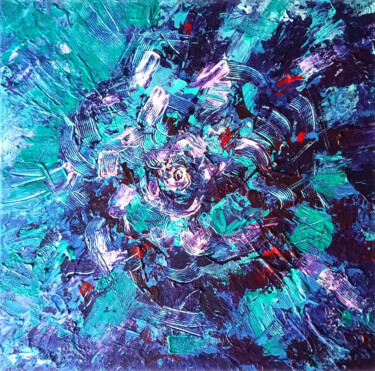 Painting titled "Underwater Universe" by Lada Kholosho, Original Artwork, Acrylic Mounted on Wood Stretcher frame