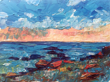 Pittura intitolato "Coastal seascape" da Lada Kholosho, Opera d'arte originale, Acrilico Montato su Cartone