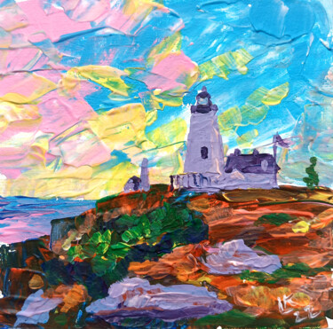 Peinture intitulée "Lighthouse on the s…" par Lada Kholosho, Œuvre d'art originale, Acrylique