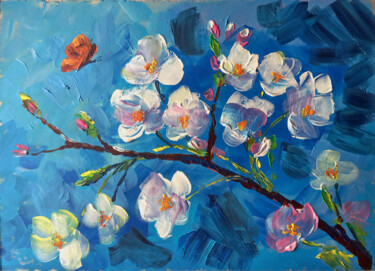 Painting titled "Blossom apple tree…" by Lada Kholosho, Original Artwork, Acrylic