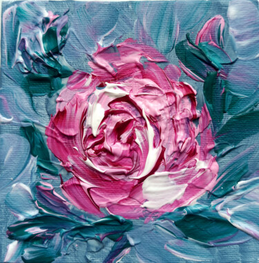 Painting titled "Abstract Pink Rose…" by Lada Kholosho, Original Artwork, Acrylic