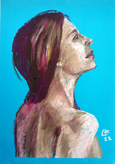 Peinture intitulée "Portrait of a young…" par Lada Kholosho, Œuvre d'art originale, Pastel