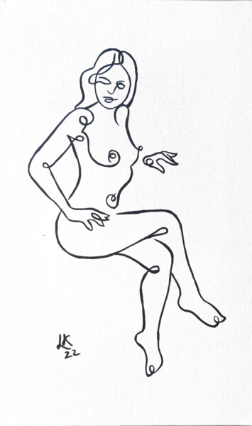 Schilderij getiteld "Sitting nude girl.…" door Lada Kholosho, Origineel Kunstwerk, Acryl