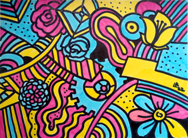 Dibujo titulada "Abstract Colorful C…" por Lada Kholosho, Obra de arte original, Rotulador