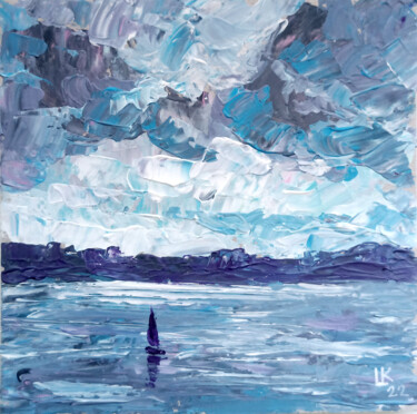 Картина под названием "Lonely sail" - Lada Kholosho, Подлинное произведение искусства, Акрил