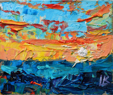 Painting titled "Abstract Sunset" by Lada Kholosho, Original Artwork, Oil