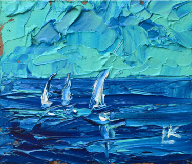 Картина под названием "Abstract seascape w…" - Lada Kholosho, Подлинное произведение искусства, Масло