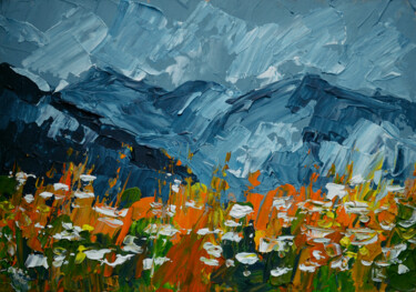 Malerei mit dem Titel "Mountain landscape…" von Lada Kholosho, Original-Kunstwerk, Acryl
