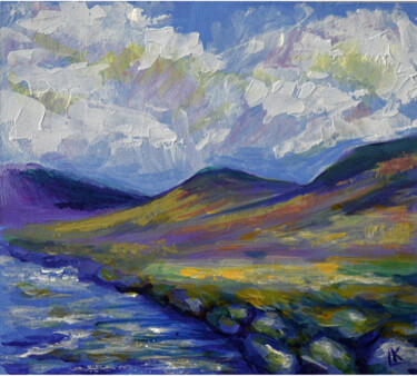 Картина под названием "Mountain river" - Lada Kholosho, Подлинное произведение искусства, Акрил