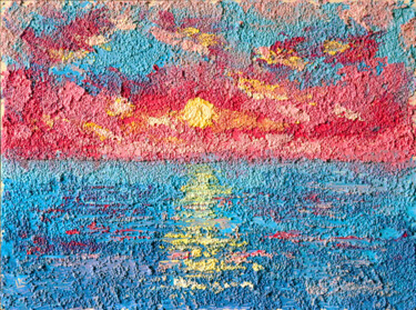Painting titled "Abstract sunset on…" by Lada Kholosho, Original Artwork, Acrylic
