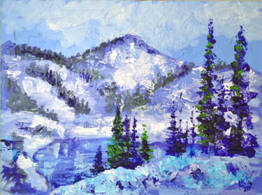 Painting titled "Winter mountains" by Lada Kholosho, Original Artwork, Acrylic