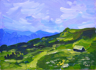 Картина под названием "In the mountains" - Lada Kholosho, Подлинное произведение искусства, Акрил