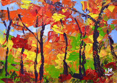 Painting titled "Autumn in the park" by Lada Kholosho, Original Artwork, Acrylic