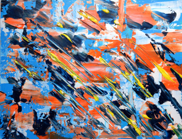 Painting titled "Blue and orange abs…" by Lada Kholosho, Original Artwork, Acrylic