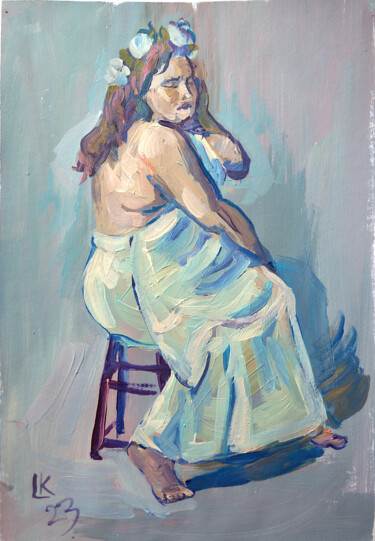 Malerei mit dem Titel "Curvy woman in flow…" von Lada Kholosho, Original-Kunstwerk, Acryl