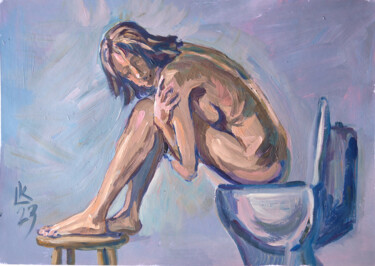Картина под названием "Nude woman in the r…" - Lada Kholosho, Подлинное произведение искусства, Акрил